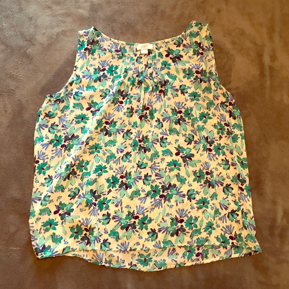 Blue and White Floral Tank Top